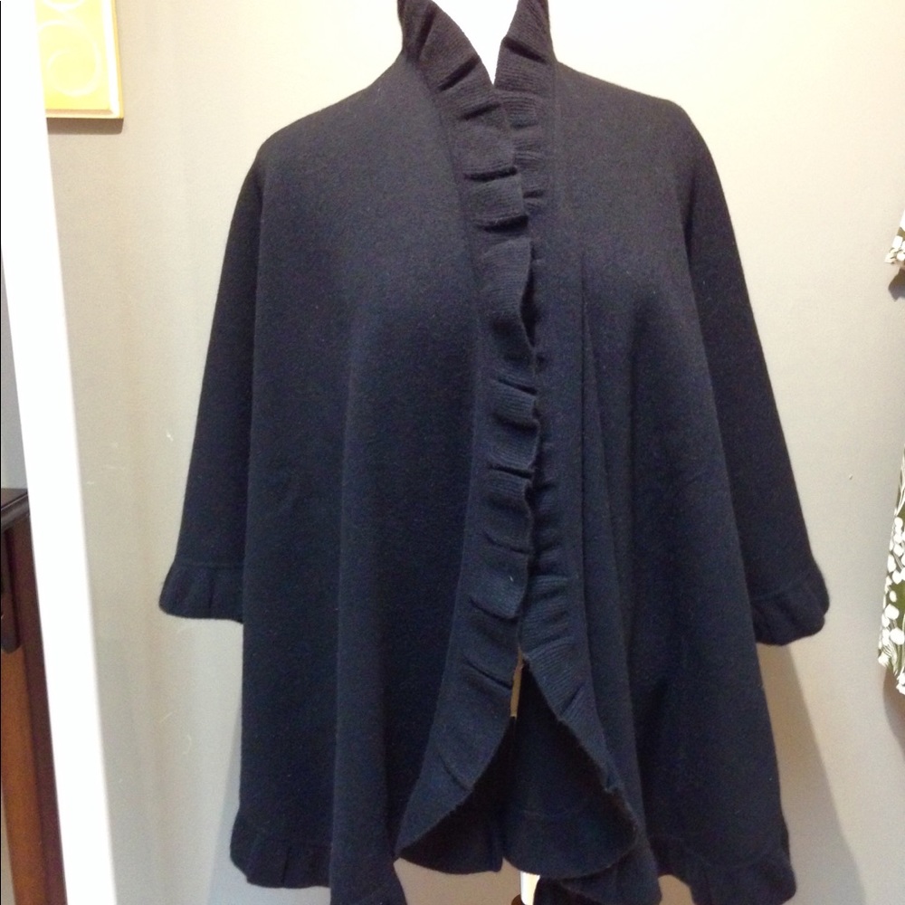 Johnstons Black wool wrap cape